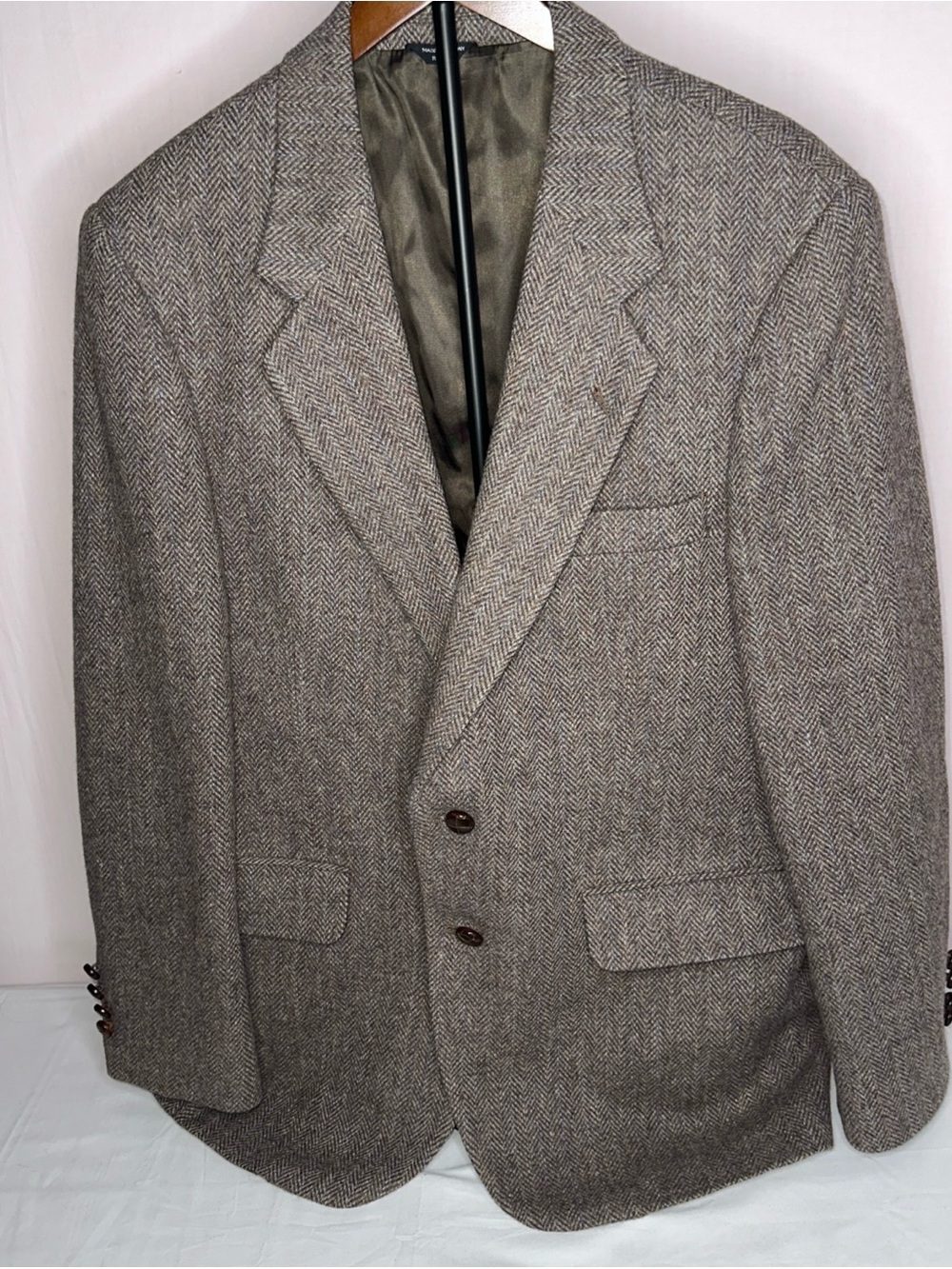 Men's Herringbone Sport Coat Blazer in Taupe Gray
